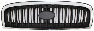 Chrome Shell/Painted Black Insert Grille for 2002-2004 Hyundai Sonata, Replacement