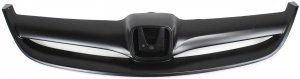 Grille Insert for 2004-2005 Honda Civic, ABS Plastic, Painted Black Shell and Insert, Sedan (Excludes Hybrid Model), Replacement