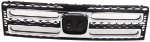 Grille for Honda Ridgeline 2006-2008, Painted Black Shell and Insert with Chrome Molding, Replacement