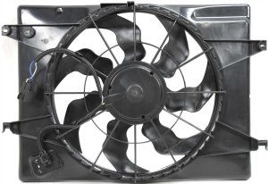 Radiator Fan Shroud Assembly for Kia Sportage 2005-2010, 2.0L Engine, 7 Blade, Includes Resistor, Replacement