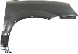 Front Fender for Hyundai Tucson 2005-2009, Right (Passenger), Primed (Ready to Paint), 2.0L Engine, w/o Signal Light Hole, w/ Side Cladding Hole, Steel, Replacement