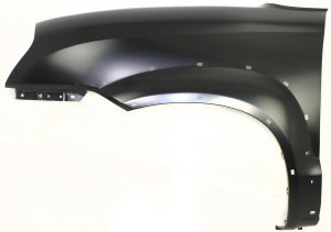 Front Fender for Hyundai Tucson 2005-2009, Left (Driver), Primed (Ready to Paint), 2.0L Engine, without Signal Light Hole, with Side Cladding Hole, Steel, Replacement