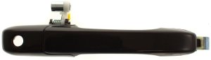 Exterior Front Door Handle Assembly for Honda CR-V 2002-2006, Right (Passenger), Smooth Black with Keyhole, Replacement