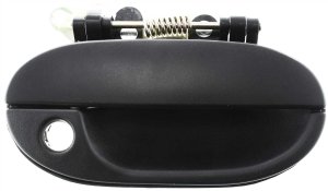 Exterior Front Door Handle Assembly for Hyundai Accent 1995-1998, Right (Passenger), Plastic, Textured Black, With Keyhole, Replacement