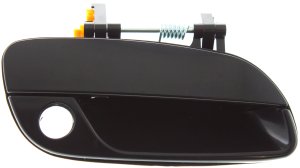Exterior Front Door Handle for Hyundai Elantra 2001-2006, Right (Passenger), Smooth Black, with Keyhole, Plastic, Replacement