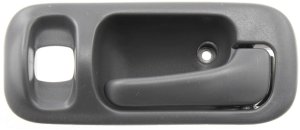 Front Interior Door Handle for Honda ODYSSEY 1995-1998, CR-V 1997-2001, Right (Passenger), Gray (Big Clip), Plastic, with Lock Hole, Replacement