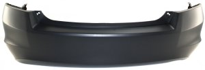 Rear Bumper Cover for 2008-2012 Honda Accord Sedan, 4 Cylinder, Primed (Ready to Paint), with Single Exhaust Hole, Replacement