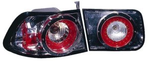 LED Design Tail Light Replacement Set for 1992 - 1995 Honda Civic, 4 Door Sedan + 2 Door Coupe, Chrome Type,  HO2811159, Set of 4 Lights, Replacement