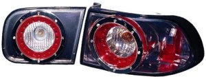 Tail Light Replacement Set for 1992-1995 Honda Civic (4 Door Sedan and 2 Door Coupe), 4-Light Set, LED Design, Gunmetal Black Type,  HO2811192, Replacement