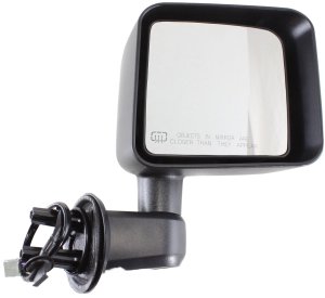 Power Mirror for Jeep Wrangler JK 2011-2013, Right (Passenger), Manual Folding, Heated, Textured Finish, Replacement