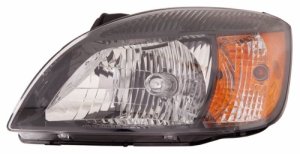 Left (Driver) Headlight Assembly for 2010 - 2011 Kia Rio Sedan, Type 2 with Amber Reflector, Smote Glass Trim, Composite,  921011G610, Replacement