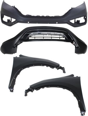Front Bumper Cover Assembly for 2015-2016 Honda CR-V, 4-Piece Kit with Fenders, Replacement