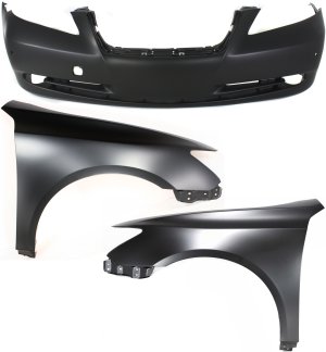 Front Fender Assembly for Lexus ES350 2007-2009, Right (Passenger) and Left (Driver), 3-Piece Kit, Includes Bumper Cover - Replacement