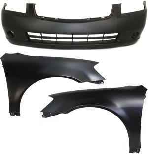 Front Bumper Cover Assembly for 2005-2006 Nissan Altima, 3-Piece Kit with Fenders, Replacement