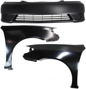 Front Bumper Cover Assembly for 2005-2006 Toyota Camry, 3-Piece Kit with Fenders, Replacement