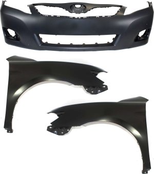 Front Bumper Cover Assembly for 2010-2011 Toyota Camry, Primed (Ready to Paint), with Fog Light Holes, 3-Piece Kit with Fenders, Replacement