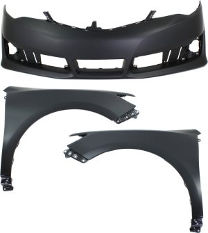 Front Bumper Cover Assembly for Toyota Camry 2012-2014, 3-Piece Kit with Fenders, Replacement