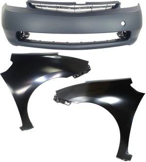 Front Bumper Cover Assembly for 2004-2006 Toyota Prius, 3-Piece Kit with Fenders, Replacement