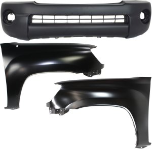 Front Bumper Cover Assembly for Toyota Tacoma 2005-2011, 3-Piece Kit with Fenders, Rear Wheel Drive, Replacement