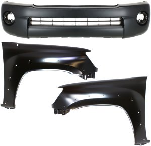 Front Bumper Cover Assembly Kit for Toyota Tacoma 2005-2011, 3-Piece Set with Fenders, Replacement