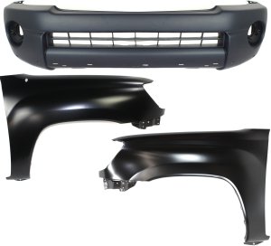 Front Bumper Cover Assembly for Toyota Tacoma 2005-2011, 3-Piece Kit with Fenders, Replacement Part