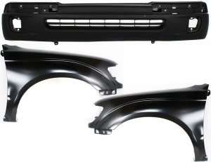Front Fender Assembly for Toyota Tacoma 1998-2000, Right (Passenger) and Left (Driver), 3-Piece Kit, Includes Bumper Cover Replacement