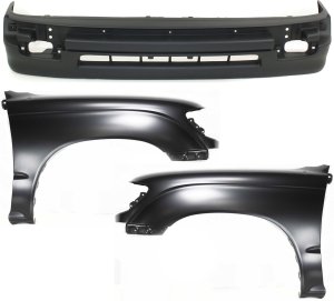 Front Fender Assembly for Toyota Tacoma 1998-2000, Right (Passenger) and Left (Driver), 3-Piece Kit, Rear-Wheel Drive, with Valance Replacement