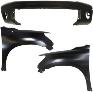 Front Fender Assembly with Bumper Cover for 2007-2013 Toyota Tundra, Right (Passenger) and Left (Driver) Sides, 3-Piece Kit, Replacement