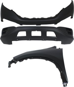 Front Bumper Cover Assembly for 2012-2014 Honda CR-V, Includes Upper and Lower Covers, Fender, 3-Piece Kit Replacement