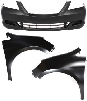 Front Bumper Cover Assembly for 2005-2007 Honda Odyssey, 3-Piece Kit with Fenders, Replacement