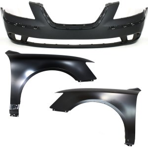 Front Bumper Cover Assembly for 2009-2010 Hyundai Sonata, 3-Piece Kit with Fenders, Replacement
