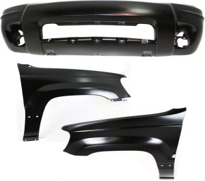 Front Bumper Cover Assembly for 2004 Jeep Grand Cherokee, 3-Piece Kit with Fenders, Replacement