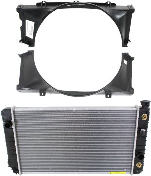 Replacement Radiator Assembly Kit for Chevrolet S10/S10 Blazer (1988-1994) / Bravada (1991-1994), 3-Piece Set with Fan Shroud, Compatible with 4.3L Engine
