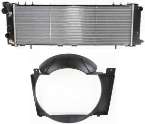 Radiator Assembly Kit for Jeep Cherokee 1991-2001, 2-Piece with Fan Shroud, for 6 Cylinder Engine, Replacement