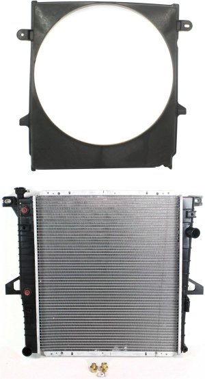 Radiator Assembly for Ford B3000 / Ranger (1998-2008), 2-Piece Kit, Automatic Transmission, Aluminum Core, 6 Cylinder 3.0L, with Fan Shroud, Replacement