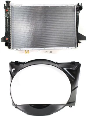 Radiator Assembly for Ford F-Series 1994-1997, 8 Cylinder Engine, Set of 2 with Fan Shroud, Replacement Models: for F150, F250, F350