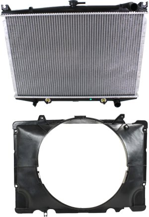 Radiator Assembly for Nissan Pickup 1986-1997, 4 Cylinder Engine, Set of 2 with Fan Shroud, Replacement