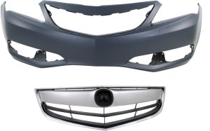 Grille and Bumper Cover Assembly for 2013-2015 Acura ILX, 2-Piece Kit, Replacement