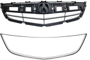 Grille Assembly for Acura ILX 2013-2015, 2-Piece Kit with Grille Trim, Replacement Part
