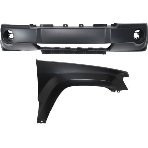Front Bumper Cover Assembly for 2005-2007 Jeep Grand Cherokee, 2-Piece Kit with Fender Replacement