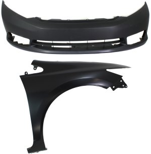 Front Bumper Cover Assembly for 2012 Honda Civic Sedan, 2-Piece Kit with Fender, Replacement