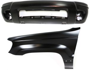 Front Bumper Cover Assembly for 2004 Jeep Grand Cherokee, 2-Piece Kit with Fender Replacement