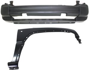 Front Bumper Cover Assembly for 2005-2007 Jeep Liberty, 2-Piece Kit with Fender, Replacement