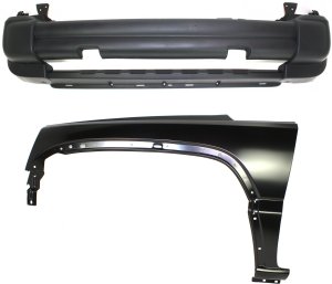 Front Bumper Cover Assembly for 2005-2007 Jeep Liberty, 2-Piece Kit with Fender, Replacement