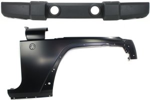 Front Bumper Cover Assembly for Jeep Wrangler 2007-2017, Wrangler JK 2018, 2-Piece Kit with Fender, Replacement