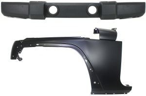 Front Bumper Cover Assembly for Jeep Wrangler 2007-2017 and Wrangler JK 2018, 2-Piece Kit with Fender, Replacement