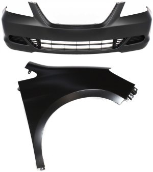 Front Bumper Cover Assembly for Honda Odyssey 2005-2007, 2-Piece Kit, Primed (Ready to Paint), with Fender Replacement