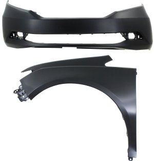 Front Fender Assembly for Honda Odyssey 2014-2017, Left (Driver), 2-Piece Kit with Bumper Cover Replacement