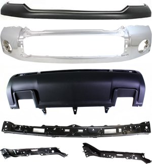 Front Bumper Cover Assembly for 2010-2013 Toyota Tundra, 6-Piece Kit with Bumper, Lower Panel and Bumper Retainers Replacement