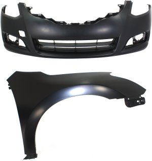 Front Fender Assembly for 2010-2013 Nissan Altima, Right (Passenger) Side, 2-Piece Kit, Includes Bumper Cover - Replacement